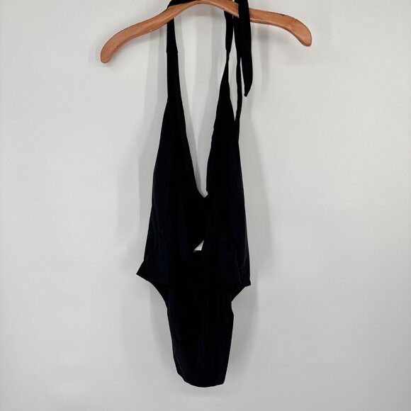 CUPSHE Womens Black Deep V One-Piece Swimsuit Large Nylon Spandex Blend new - Picture 6 of 11